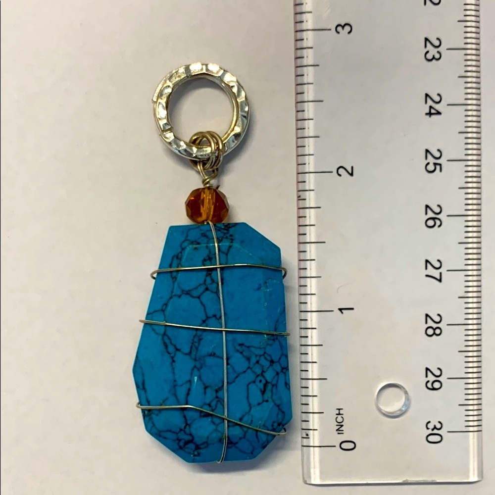 Genuine Turquoise Wire-Wrapped Pendant.